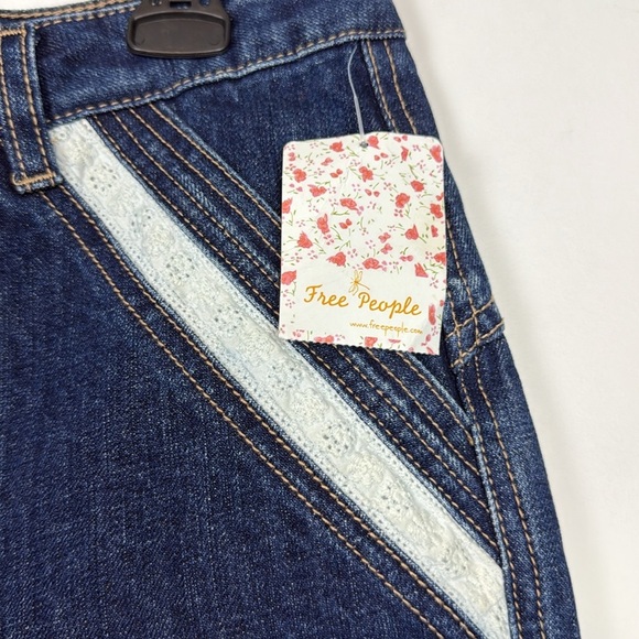 Free People Sweet Surrender Lace Denim Shorts. Size 30. Dark Wash. NWT - Picture 7 of 14